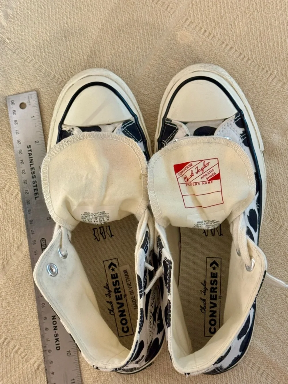 Converse High Top Sneakers - Black & White Cow Spot - Picture 6 of 7